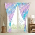 thumbnail image 3 of Erosebridal Mermaid Tail Curtains,Colorful Mermaid Scale Kawaii Curtains Living Room Decor,Teal Purple Pink Gradient Curtains Sea Ocean Life Window Curtains 2 Panels (52Wx84L), 3 of 6