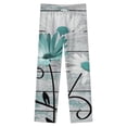thumbnail image 4 of Teal And White Daisy Flower And Butterfly Winter Female Pants Flannel High Waist Women Pants Lady Warm Straight Leg Plush Trousers, 4 of 7