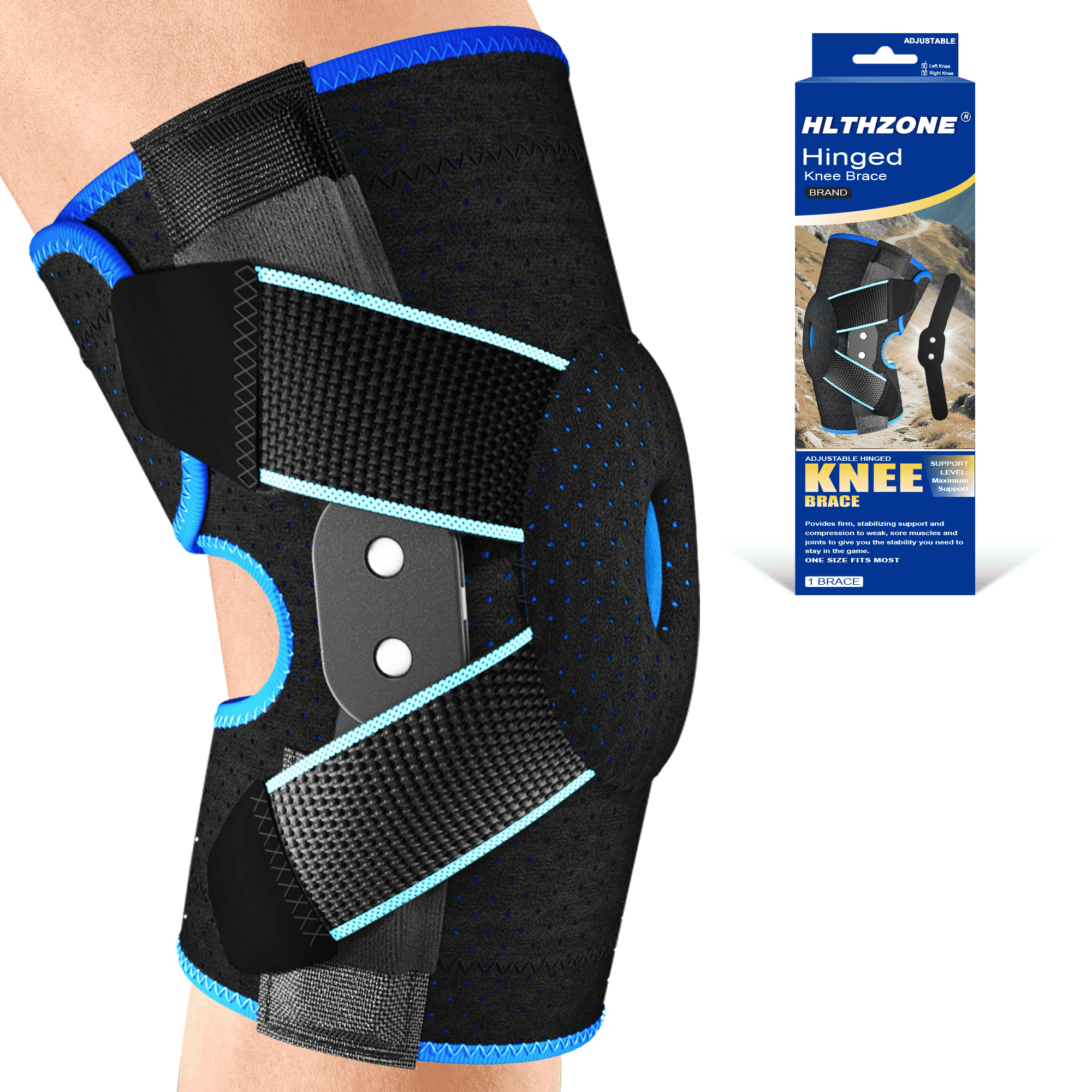HLTHZONE Hinged Knee Brace with Side Stabilizers for Knee Pain