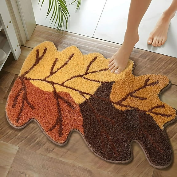 Maple Leaf Pumpkin Theme Rug Home Bedroom Non Slip Bedside Bathroom Mat Skidproof Floor Carpet Seasonal Decor