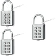 thumbnail image 1 of HUGFEGWE 8 Digit Button Combination Security Padlock Digital Lock for Suitcase Luggage Drawer Door Toolbox,fixed gym cabinet door toolbox padlock gym sports school and employee lock,Silver White 3PCS, 1 of 7