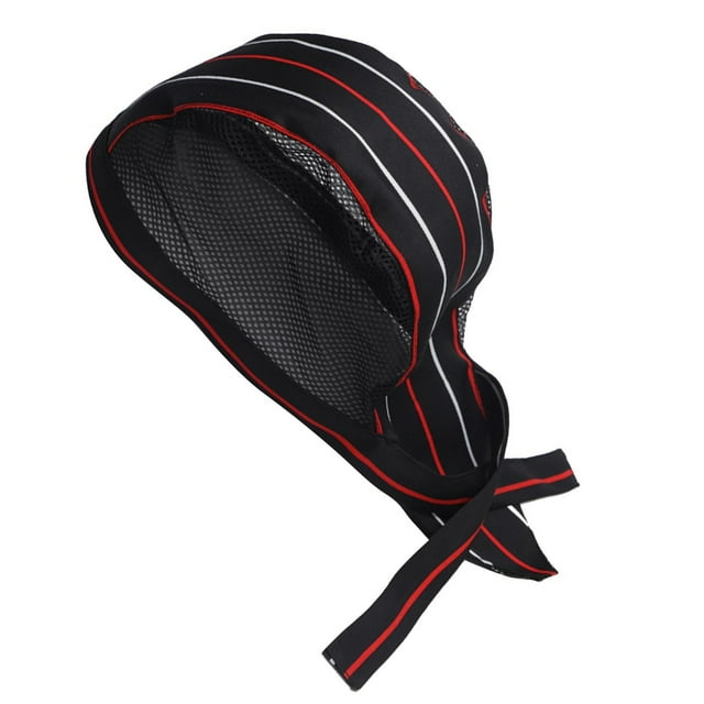 Langgg Toque de Chef Serveur Gril Unisexe BBQ Boulangerie Uniforme Casquettes Chapeau Rouge Blanc Rayures