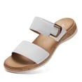 thumbnail image 4 of Littleplum Women's Arch Support Sandals Wide Leather Strap Casual Summer Beach Sandals for Women,White,Size 6, 4 of 12