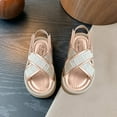 thumbnail image 3 of ZACPNCV Girls Flatform Wedge Open Toe Summer Sandals with Buckle Ankle Strap for Little Girls Gold 2.3-2.6 Years, 3 of 8