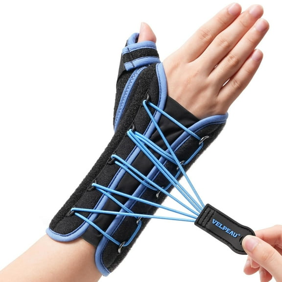 Velpeau Wrist Brace with Thumb Spica Support for Carpal Tunnel, Quick Wrap Hand Splint, Stabilizer for De Quervain's Tenosynovitis, Tendonitis, Arthritis, Sprain & Fracture(Right-S)