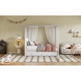 thumbnail image 3 of Miekor Furniture Twin Size Upholstery Canopy Platform Bed with Trundle and Three Storage Drawers, Beige B5A9882, 3 of 9