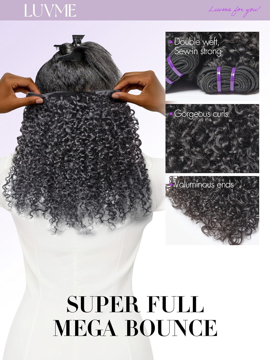 LUVME 10" Messy Burmese Curly Bundle Brazilian Virgin Human Hair Weave Extensions Natural Black for Women