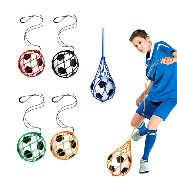 BESTSKY 2Pcs Soccer Practice Equipment, Soccer Kick Trainer, Football Kick Trainer Net for Kick Practice Training Aid Soccer Return, Soccer Training Equipment Help Juggling for Ball Sizes 3 4 5, Blue