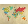 thumbnail image 2 of Joannoo 14x11 White Modern Wood Framed Museum Art Print Titled - Modern Map of the World, 2 of 4