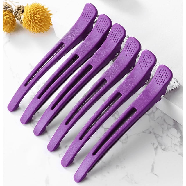 6 pinzas para el cabello profesionales para peinar la sección, pinzas para el cabello antideslizantes y sin rastro con banda de silicona, pinzas para cortar el cabello en el salón y el hogar para