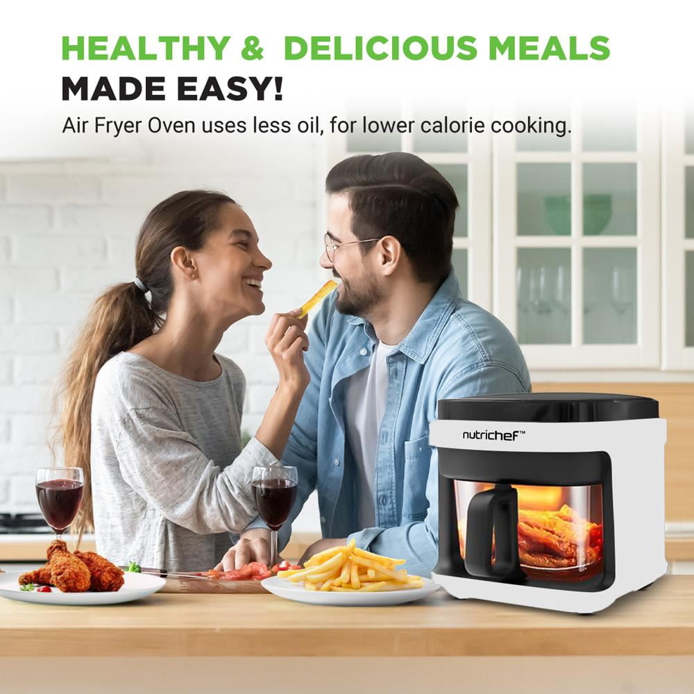 5.5 Liter Air Fryer - 5.8QT Customized Digital Display Electric Oil Free Cooker with Transparent Window (White)