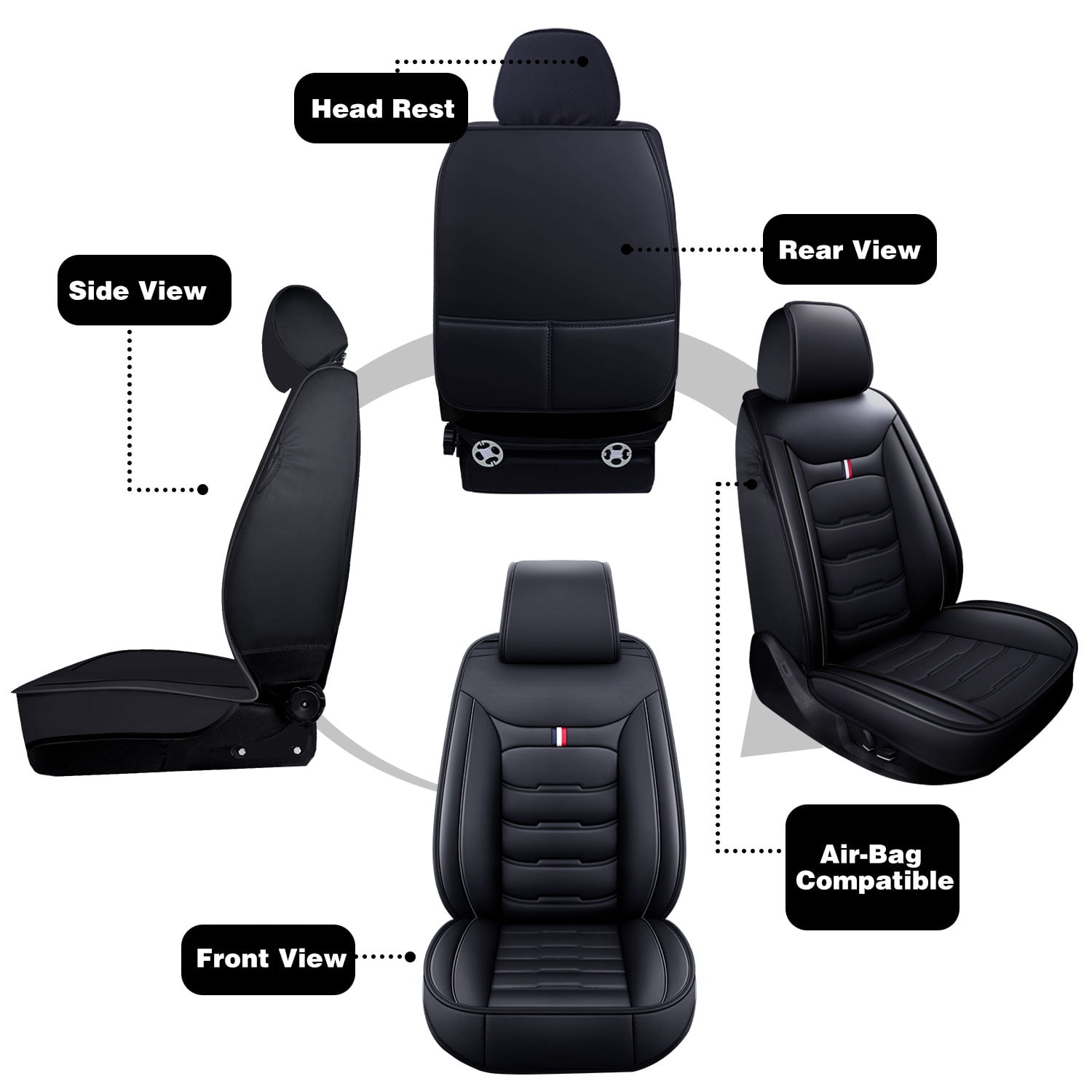 For Ford F150 2016-2023 F250 F350 Crew Cab Pickup Car Seat Covers PU Leather Car Seat Protector Full Set