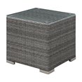 thumbnail image 1 of Bowery Hill Contemporary Rattan and Glass Top Outdoor End Table in Light Gray, 1 of 7