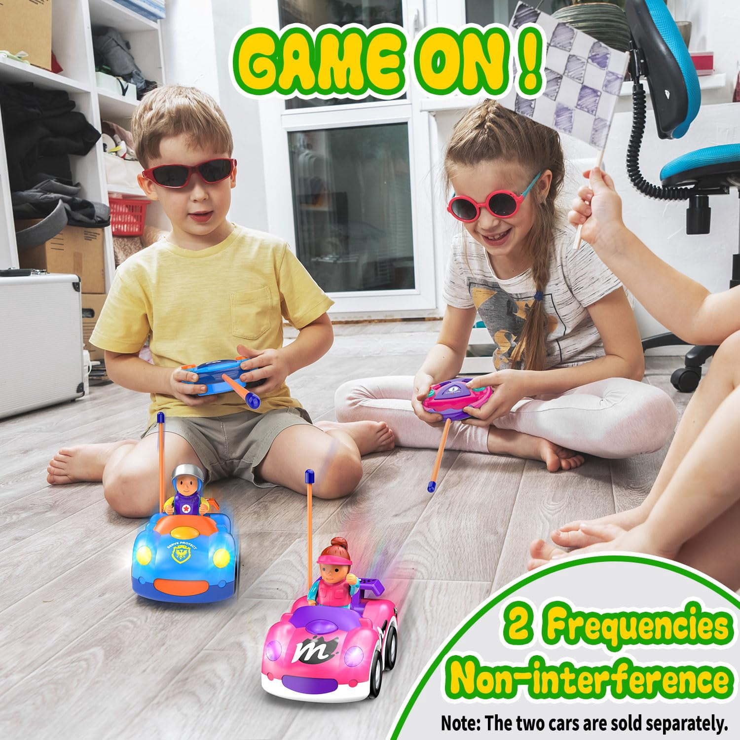 HYPERLIVING Remote Control Car for Toddlers, RC Police Car Toys for 2 3 4 5 Year Old Boy, Radio Controlled Cars Ages 2-4 with Lights & Music, First Birthday Gifts for Boys Girls (Blue)