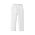 thumbnail image 5 of Ahdbta Womens Capri Pants Loose High Waisted Wide Leg Lounge Pants Drawstring Casual Beach Cropped Trousers with Pockets, 5 of 6