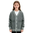 thumbnail image 2 of EnJoCho Boys Girls V Neck Cardigan Sweater Kids Button Down Knit School 𝖴niform Soft Cotton Warm Knitted Outerwear Pocket Cozy Pullover Fall Winter Wear Layering Piece, 2 of 8