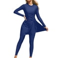 thumbnail image 3 of MuXiKeJi Clothes Womens Modest Two-Piece Swimsuit with Long Sleeve Side Split Crew Neck Swim Top and Leggings Swimsuits, 3 of 5