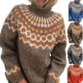 thumbnail image 2 of Suéter de cuello alto de mujer de Europa y América de otoño e invierno, suéter de jacquard de aguja gruesa, top de punto para mujer, 2 of 6