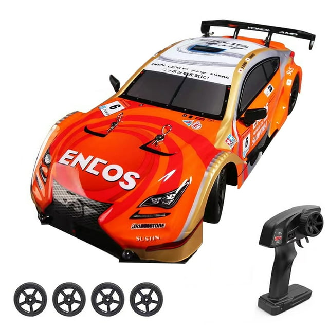 yeacher 1:16 Scale 2.4GHz RC Drift Car with LED Lights, Red Single Battery Version, ABS & PVC Material, 25m Remote Range, Brushed Motor, 3.7V 500mAh Battery, 31cm Length