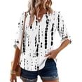 thumbnail image 3 of Women's 3/4 Length Sleeve V Neck Tops Plus Size Loose Casual Dressy Work Blouses Trendy Daily Outfits Light Gray XL, 3 of 5