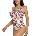 thumbnail image 2 of Gaeub Rocket Pattern Women's One Shoulder Ruffle Tummy Control Swimwear for Swimming Surfing Beach Party - Medium, 2 of 8