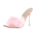 thumbnail image 1 of HSMQHJWE Sandales à Talons Hauts Minces à Plumes Duveteuses Transparentes d'Extérieur Polyvalentes Mode Polyvalentes, 1 of 7