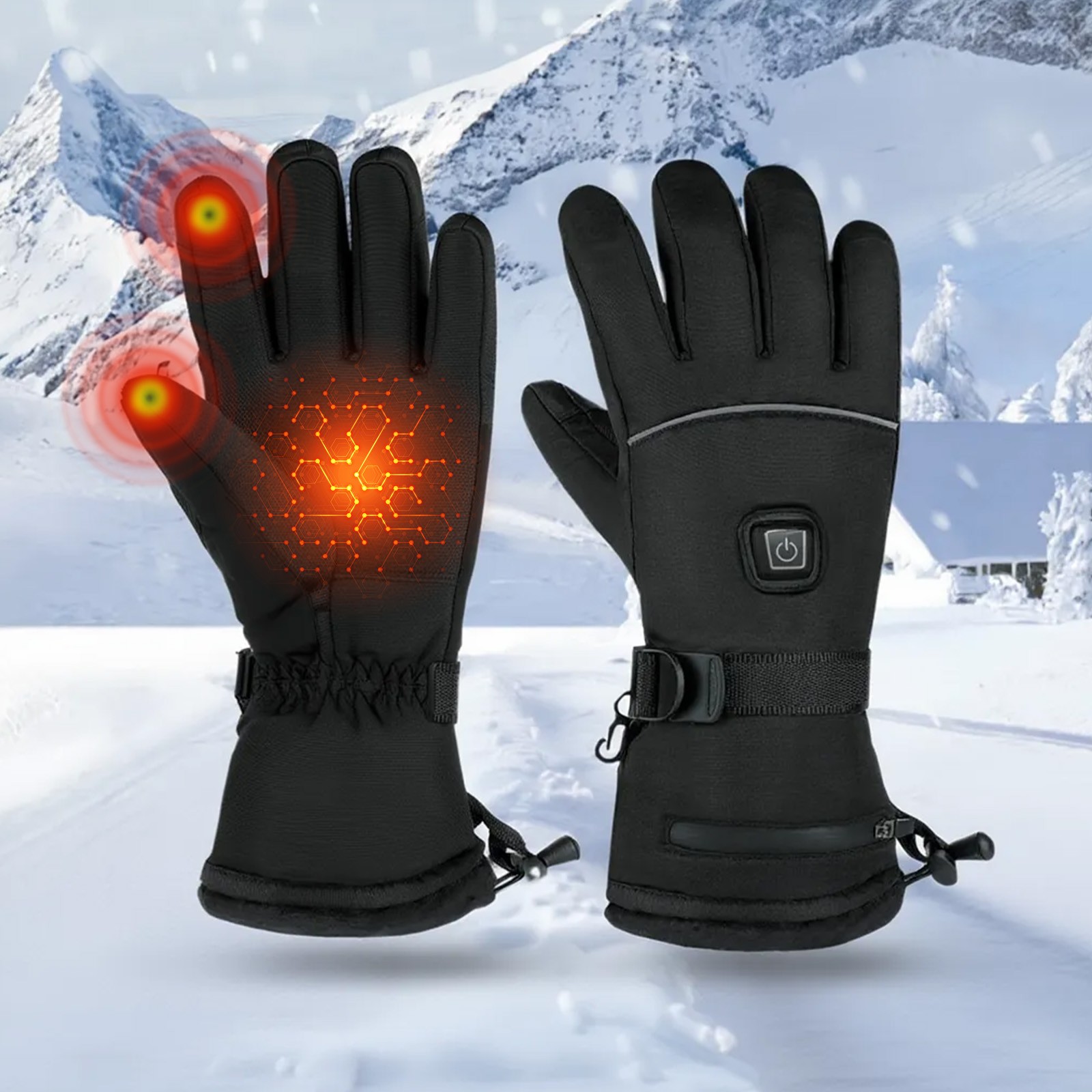 Kumdkd Electric Heating Gloves for Men and Women, Rechargeable Battery Powered Winter Gloves with Touchscreen, Waterproof Windproof Thermal Gloves for Skiing, Cycling, Outdoor Sports
