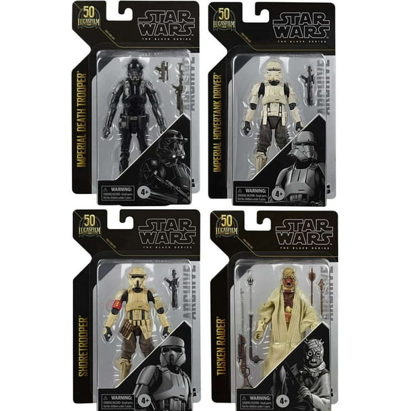 Star Wars Black Series Archive Wave 2 Tusken Raider, Shoretrooper, Tank Commander & Tank Commander Set of 4 Action Figures
