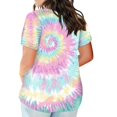 thumbnail image 3 of TQWQT Plus Size Tops for Women Short Sleeve T Shirts Gradient Graphic T-Shirt V Neck Shirt Summer Casual Tunics Blouses with Pocket Cyan 3XL, 3 of 5
