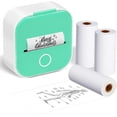 thumbnail image 1 of LAICAIW Bluetooth Thermal Mini Printer with 3 Rolls Thermal Paper-T02 Portable Mini Sticker Printer Machine for iPhone, Green Thermal Printer for Journal, Memo, Photo, 1 of 7