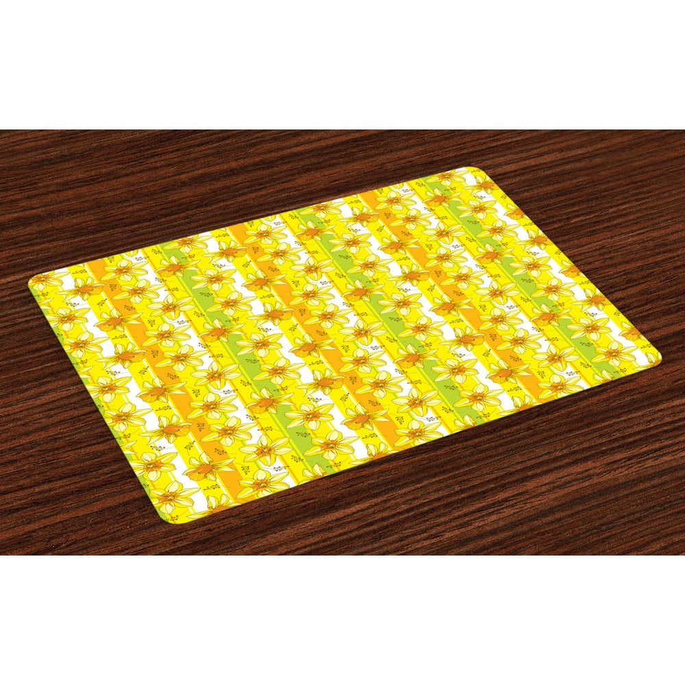 Yellow Flower Placemats Set of 4 Floral Spring Narcissus and Daffodil