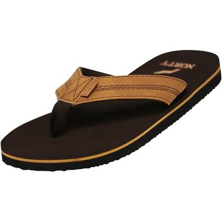 

NORTY Men s Lightweight Canvas Strap Flip Flop Everyday Beach Pool Sandal - Runs 1/2 Size Small 42217-12D(M)US Brown/Tan 3
