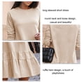 thumbnail image 2 of Round Neck Dress, Machine Washable Long Sleeve Dress Widely Applicable Polyester  For Holiday Beige S, 2 of 5
