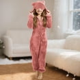thumbnail image 2 of YunPes Kids Fleece Onesie for Girls Long Sleeve Zip-Front Plush Animal Jumpsuit Fuzzy Furry Sherpa Suits Cute Bear Hooded Romper, 2 of 5