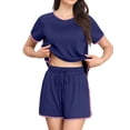 thumbnail image 3 of MINTREUS Pajama Set for Women 2 Piece Lounge Set Short Sleeve Tops and Shorts Soft Sleepwear with Pockets S-2X, 3 of 8