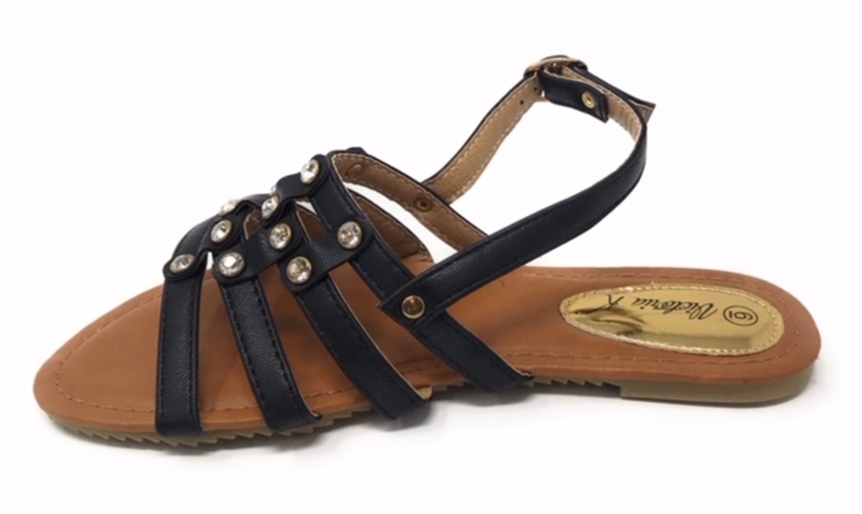 Victoria K Women's Front Strapped With Rhinestone Sandals