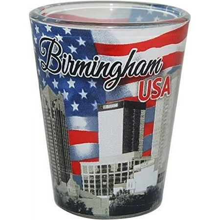 

Birmingham Alabama USA Flag and Skyline Collage Shot Glass ctm