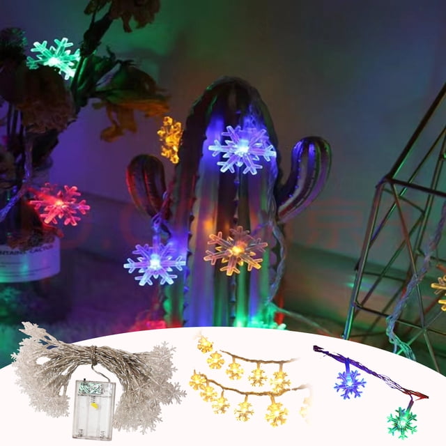 Xihbxyly Luces Navideñas para Ventanas, Diseño Led de Copo de Nieve, Bombillas Blancas Cálidas o Multicolor, Decoración Navideña para El Hogar, Fiestas y Regalos, 300 Cm de Largo, 20 Anillos Led