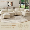 thumbnail image 2 of Wiilayok 145" U Shaped Cloud Couch Modular Sectional Sofa for Living Room,Modern Chenille Deep Seat Modular Couch with two Movable Ottoman,Central Console w/ Dual USB Ports,Cup Holder,Beige, 2 of 8