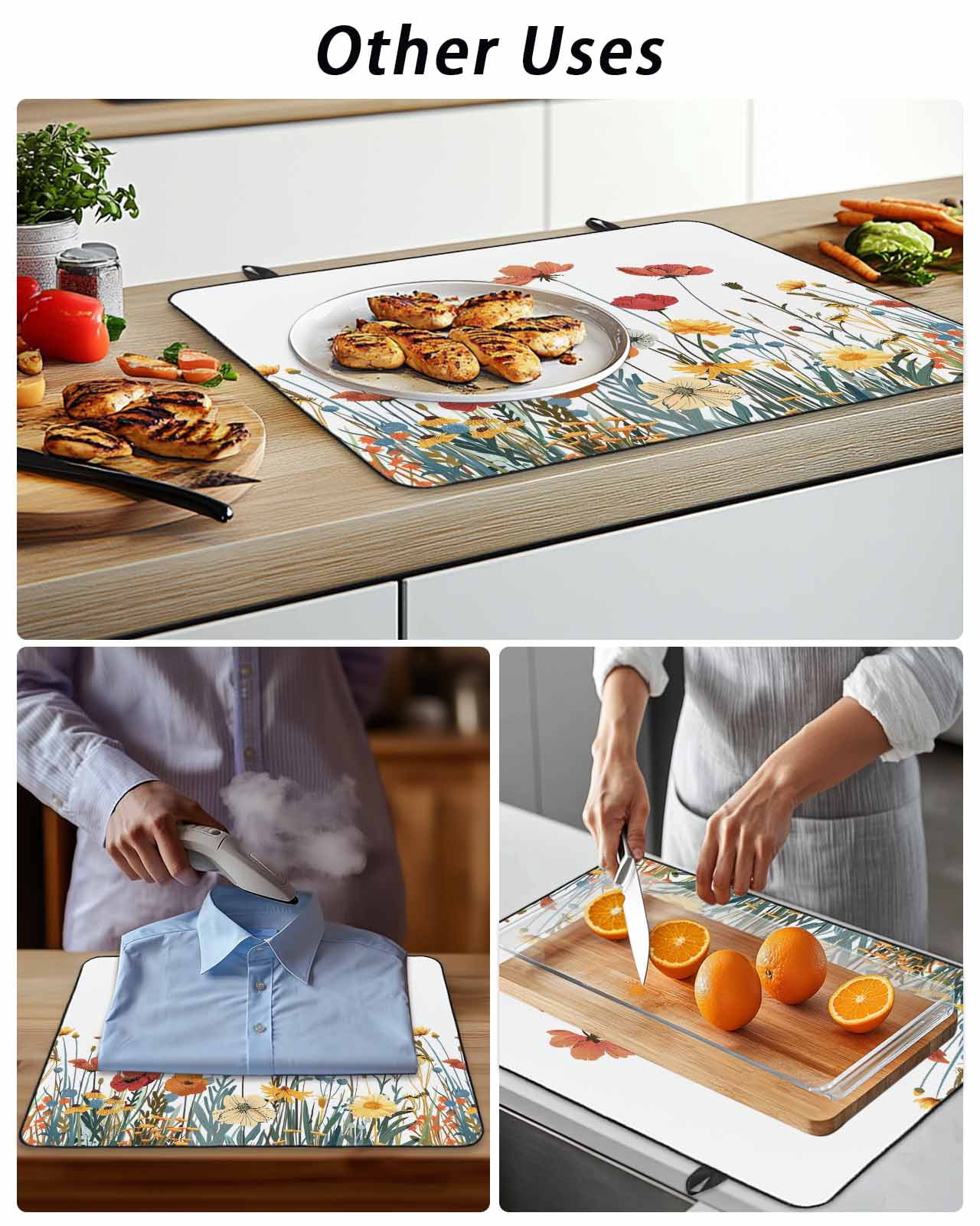 Stove Top Covers for Electric Stove, Spring Floral Glass Stovetop Cover Protector, Watercolor Elegant Botanical Summer Induction Cooktop Protector Oven Mat for Kitchen Countertop 24"x21"
