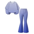 thumbnail image 2 of CYRBOKO Girls 2 Piece Outfit Set, Elastic Waist Casual Gradient Color Fall Winter Long Sleeve Tops and Flare Pants Sky Blue Size 5-6 T, 2 of 7