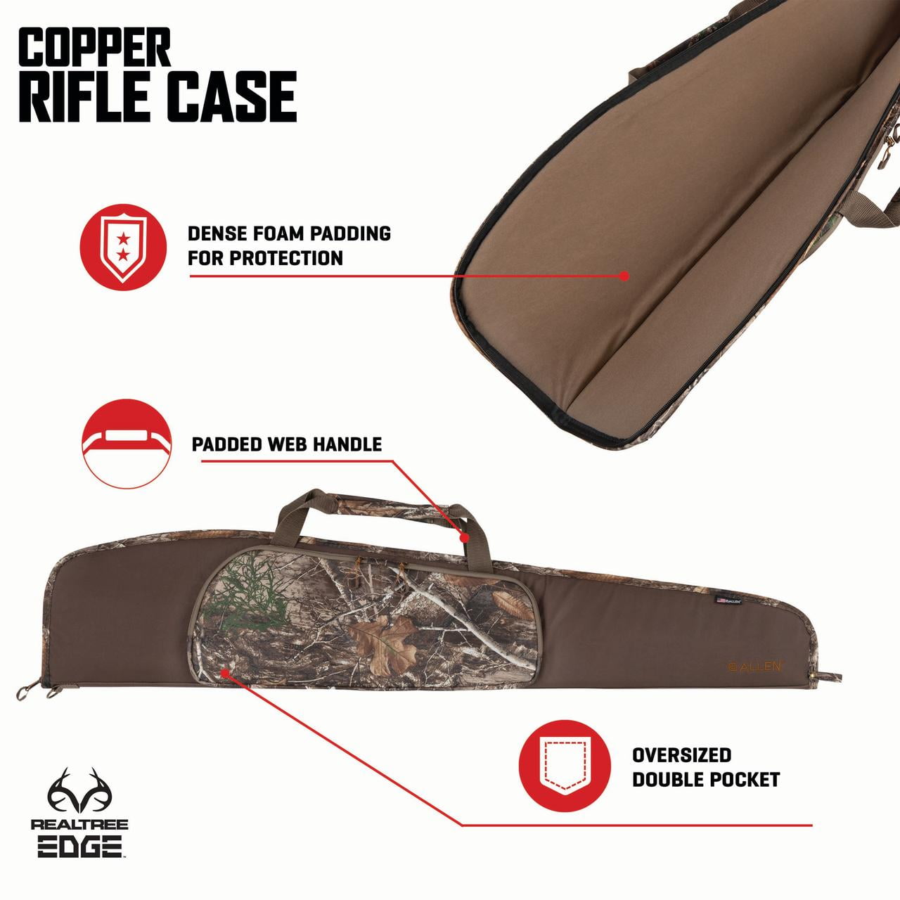 (2 pack) Allen Company Copper Rifle Soft Case, 48 in, Camo, Polyester, 865A