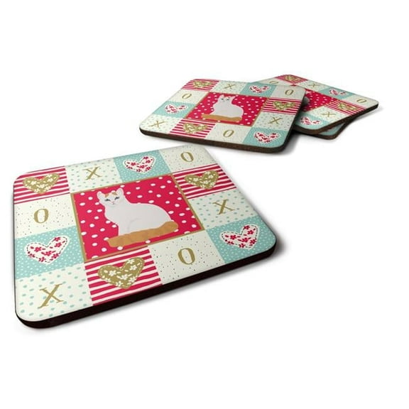 3.5 x 3.5 in. Turkish Van Cat Love Foam Coaster - Set of 4