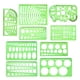 thumbnail image 1 of 1 juego / 9 piezas, plantillas de dibujos multiusos, reglas geométricas de medición, reglas de borrador de plástico para material de oficina escolar (verde claro), 1 of 4