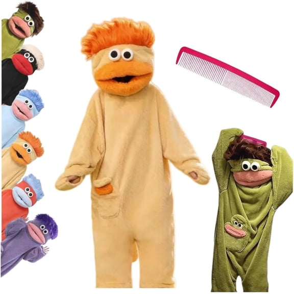 Kintue Snuggle Goof Monster Onesie Adult, Funny Big Mouth Pajamas with 3D Hood, Plush Halloween Onesie for Couples Family Matching, No Shoes Included