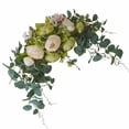 thumbnail image 4 of Guirnalda de flores artificiales para puerta, guirnalda de flores falsas, simulación de decoración floral, adorno colgante para oficina en casa, blanco y verde Inevent HA8794-02B, 4 of 6