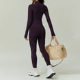 thumbnail image 7 of Cozy Women's Jumpsuit Thermal Long Sleeve Turtleneck Yoga Bodysuit Zipper Seamless Lined Romper for Chilly Days, 7 of 7