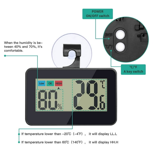 Reptile Thermometer Digital Aquarium Hygro-Therm Terrarium Humidity Meter