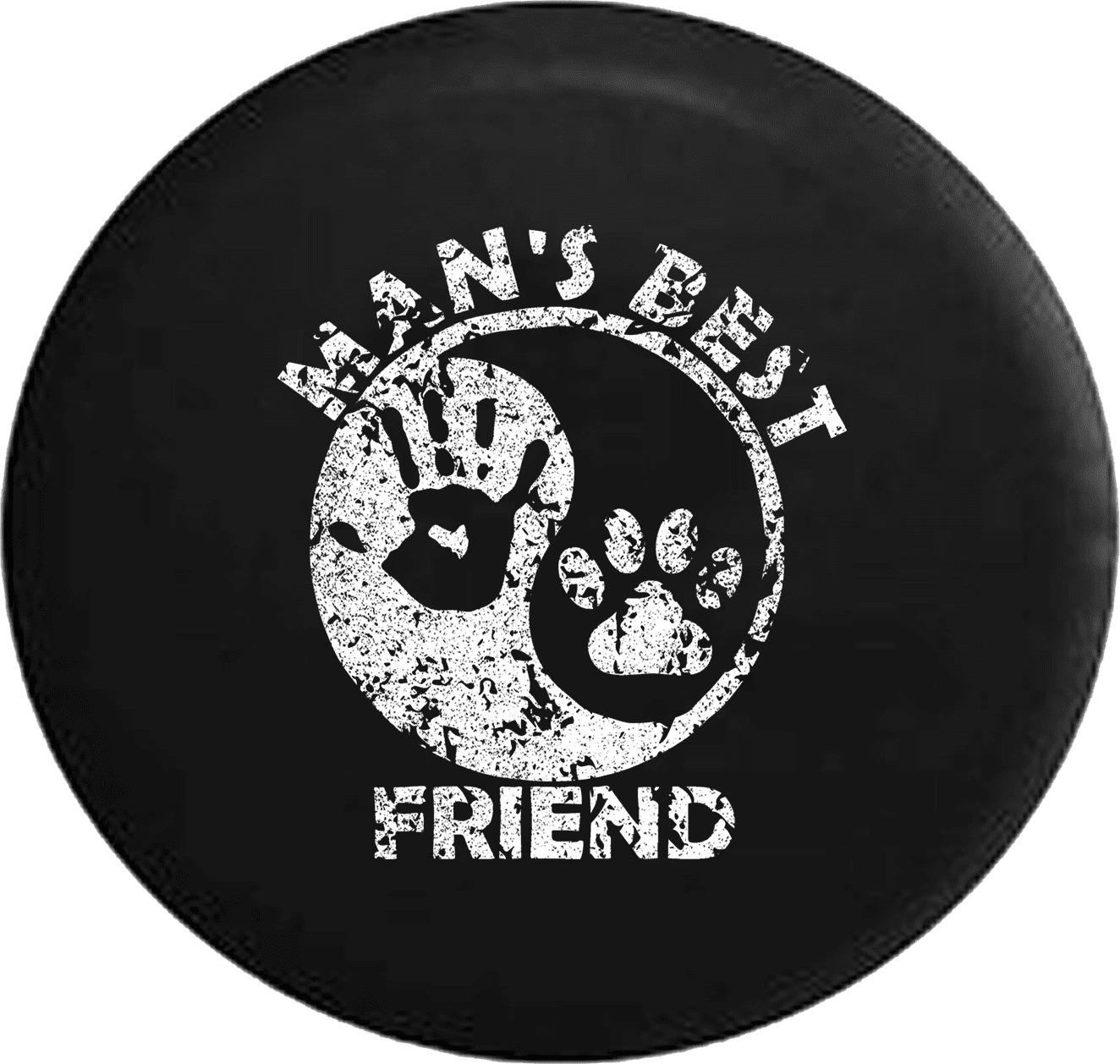 Man's Best Friend Ying Yang Hand Print Jeep Wave Paw Print Spare Tire