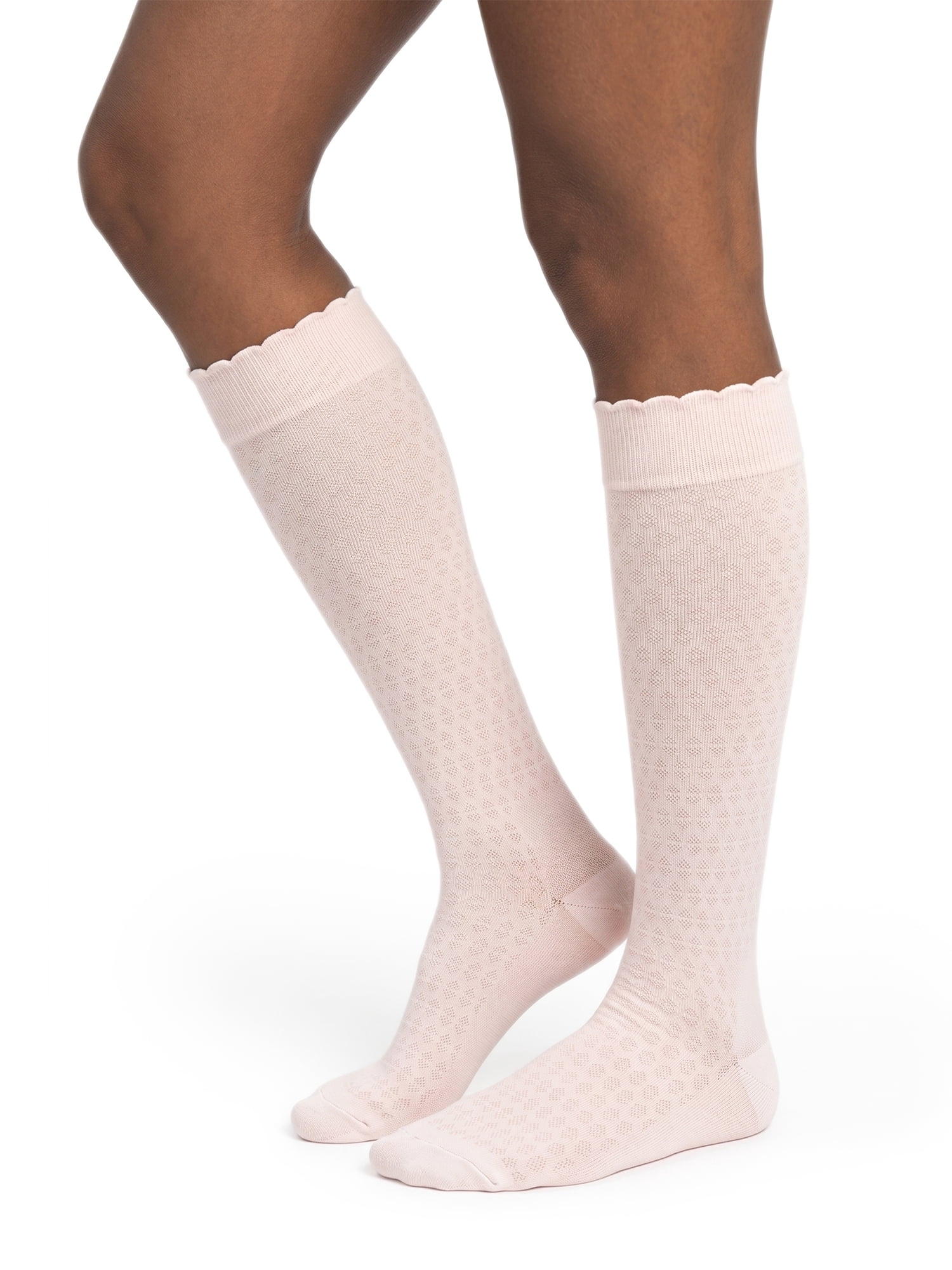 MUK LUKS Women's Wide Width Compression Nylon Knee-High Socks, 3-Pack, Shoe Size 6-10